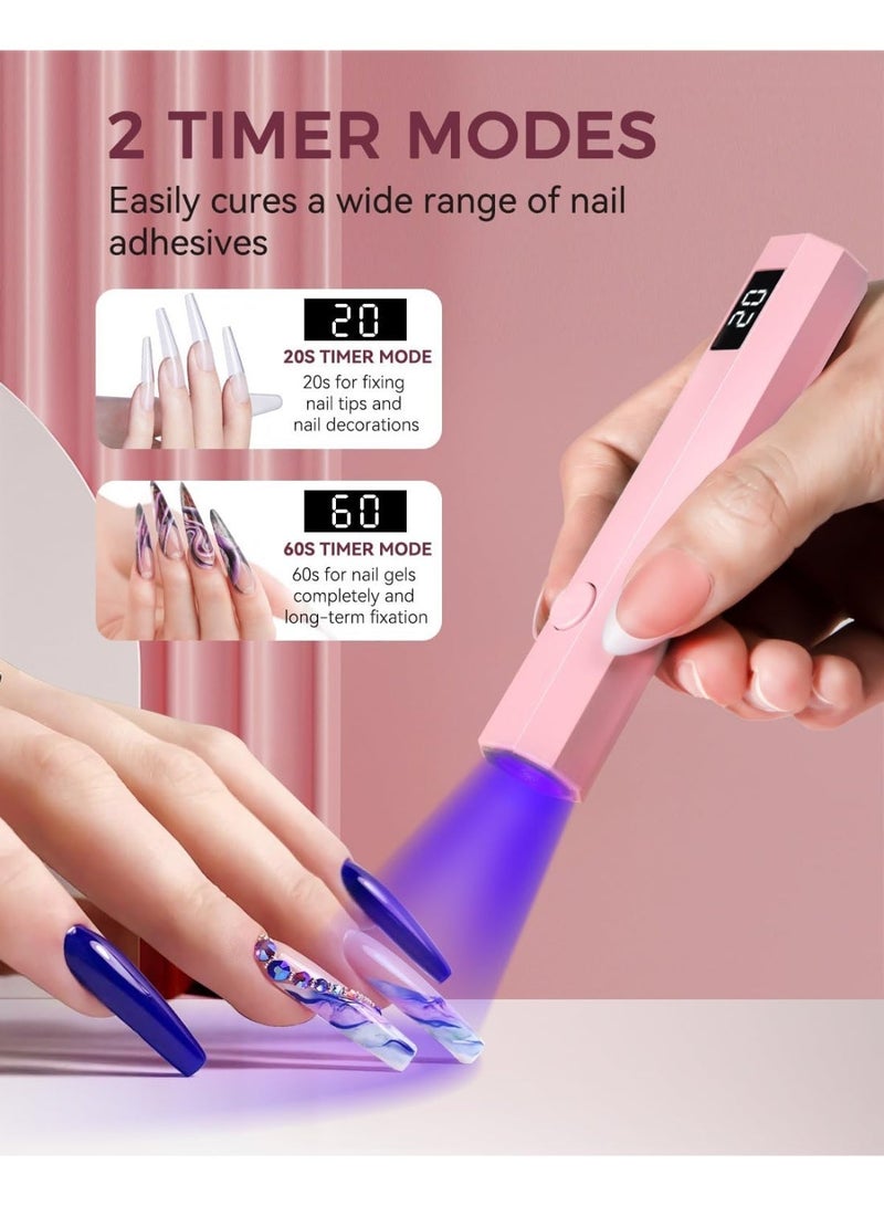 DOLOLO UV Nail Light Handheld UV Light for Nails 3W Portable Led Lamp with 2 Timer Settings 20/60s for Gel Polish Home DIY Salon Women(Pink) - Image 4